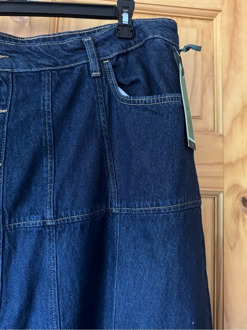 Terra & Sky Dark Blue Button-Front Denim Midi Skirt Plus size 18W - Picture 8 of 10